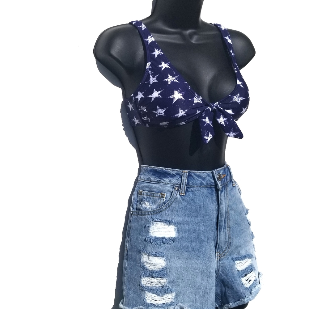 Xhilaration| Tie Front Bralette| American Flag